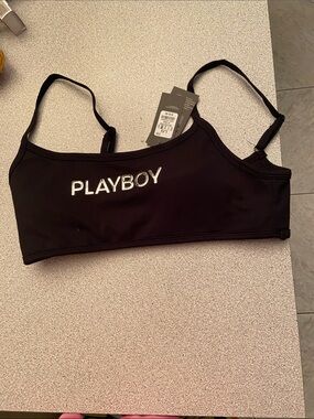 PLAYBOY Black Logo Crop Bralette